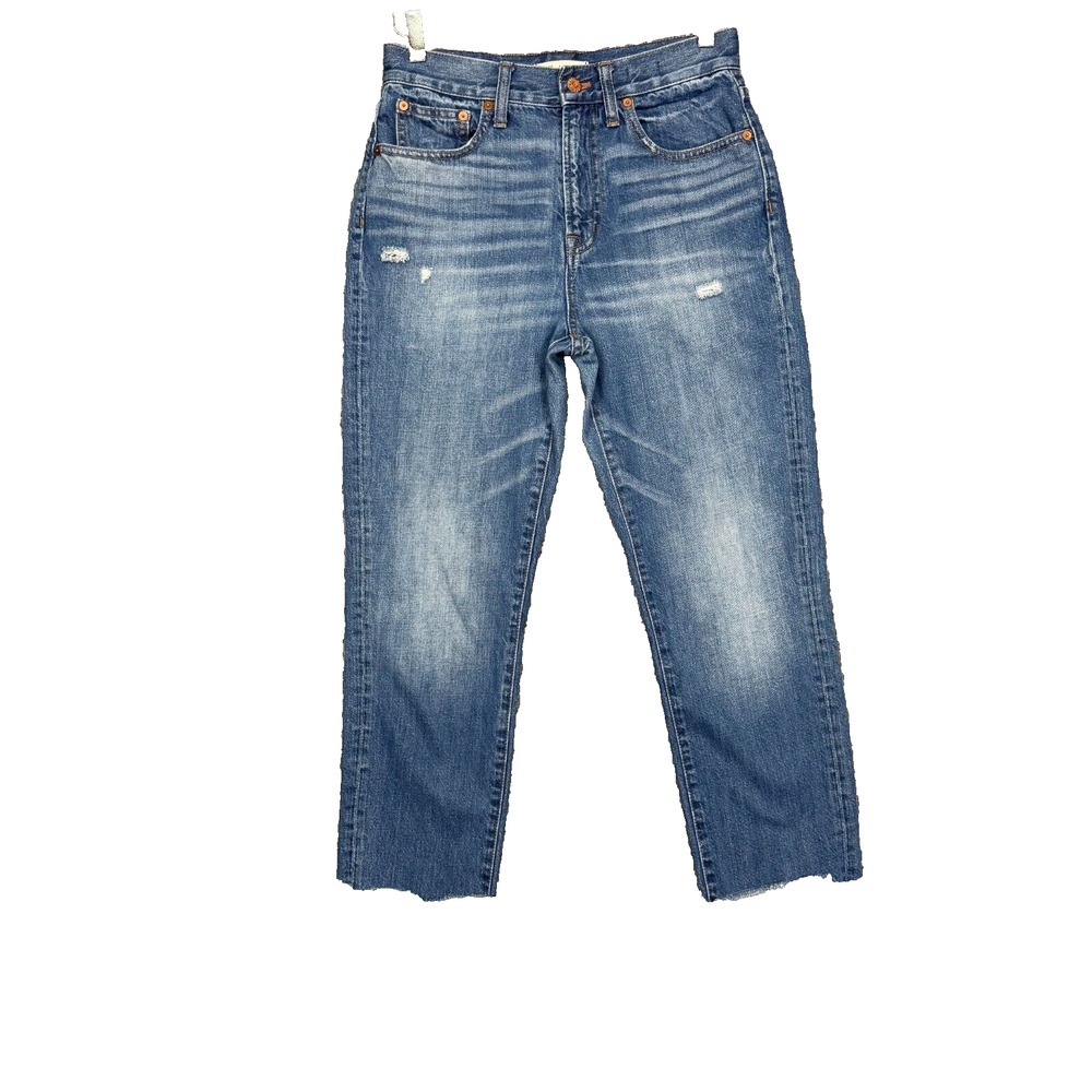 Madewell Jeans Womens 27 Blue The Perfect Vintage Crop Raw Choppy‎ Hem High Rise